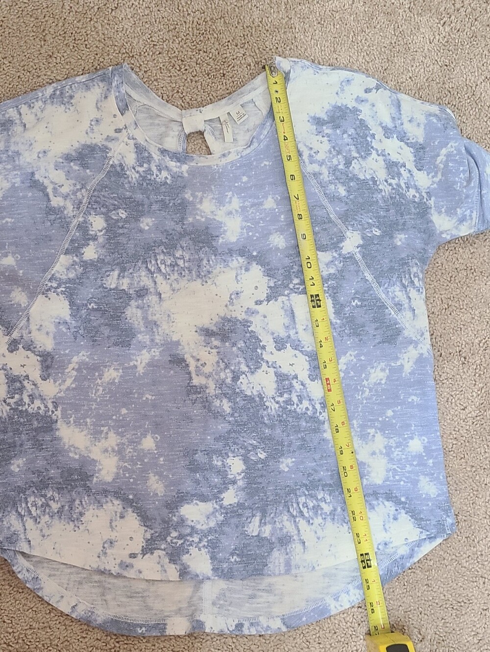Active USA Light Blue and White Tie-Dye Crewneck Top